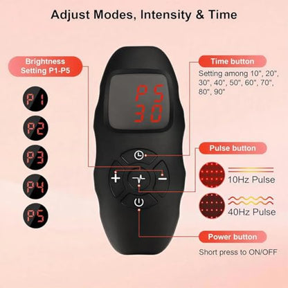 Red Light Mat for Body, 31.5" x 14" Large Red Light Mat,210LEDs 660nm&850nm Red & Near Infrared Light 5 Brightness and 5 Time Settings for Legs, Back, Waist, Shoulders Neck Black