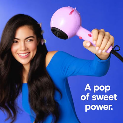 Conair Cake Pop Blowout Kit, Hair Dryer with Diffuser & Concentrator, Round Brush, 3 Claw Clips, Blow Dryer for Women, Tourmaline Ceramic Technology, 3 Heat/2 Speeds, Lilac, 505AMZ