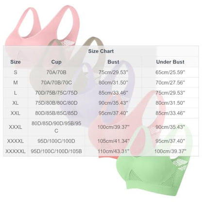 5 Pack Sports Bras for Women Plus Size Wireless Bra Seamless Yoga Top Navy