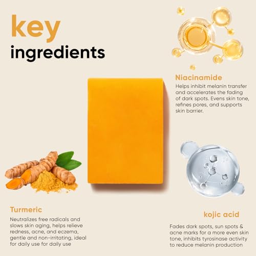CADDISE Kojic Acid Turmeric Soap Bars, Dark Spots Remover, 8.5 Oz, 2 Pack