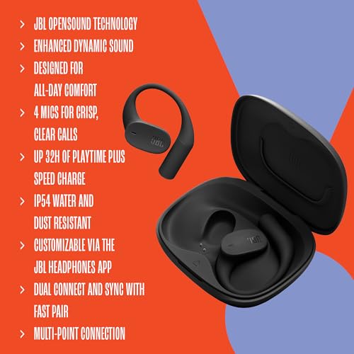 JBL Sense Lite - True Wireless Open-Ear Headphones, JBL OpenSound Technology, IP54 Water and dust Resistant, 4 mics for Crisp, Clear Calls, Up to 32 Hours of Battery Life, Plus Speed Charge - White