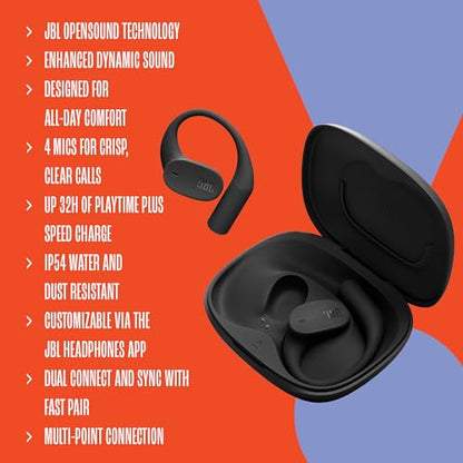 JBL Sense Lite - True Wireless Open-Ear Headphones, JBL OpenSound Technology, IP54 Water and dust Resistant, 4 mics for Crisp, Clear Calls, Up to 32 Hours of Battery Life, Plus Speed Charge - White