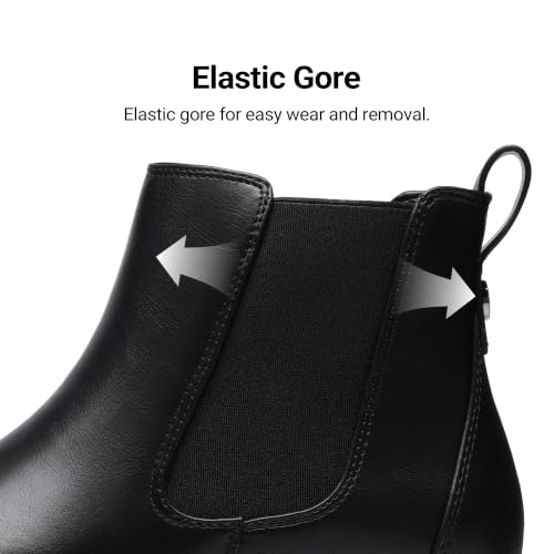 DREAM PAIRS Women's Chelsea Ankle Boots,Black/Pu,7 | Fall Booties,Round Toe,Slip-On,Comfortable,for Fall Winter Outdoor Walking,Office Work,Casual and Daily