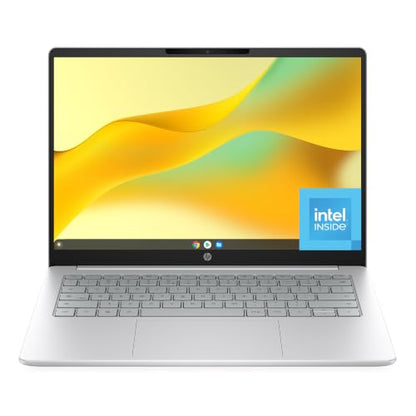HP Chromebook 14 Inch Laptop, 2K Display, Intel N150, 8 GB RAM, 128 GB UFS, Intel Graphics, Chrome OS, Glacier Silver, 14a-nk0006ca