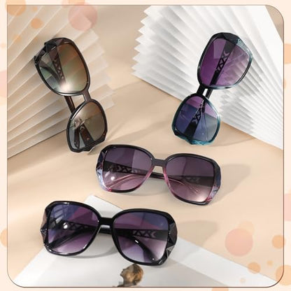 HEQU 4 Pcs Women Oversized Sunglasses UV400 Protection Lens Sun Glasses
