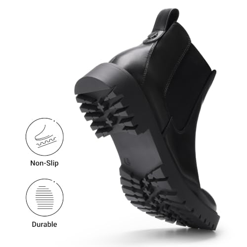 DREAM PAIRS Women's Chelsea Ankle Boots,Black/Pu,7 | Fall Booties,Round Toe,Slip-On,Comfortable,for Fall Winter Outdoor Walking,Office Work,Casual and Daily