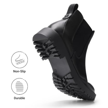 DREAM PAIRS Women's Chelsea Ankle Boots,Black/Pu,7 | Fall Booties,Round Toe,Slip-On,Comfortable,for Fall Winter Outdoor Walking,Office Work,Casual and Daily