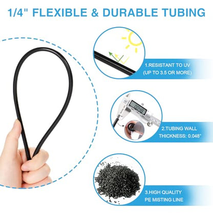 Misters for Outside Patio, 75FT Misting Cooling System for Patio, 75FT (23M) Misting Line+28 Mist Nozzles+3/4" Brass Adapter,Outdoor Mister System for Patio Garden Greenhouse Trampoline for waterpark