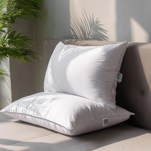 SANSWAN King Size Goose Feathers Down Pillows 2 Pack, Medium Firm Pillow