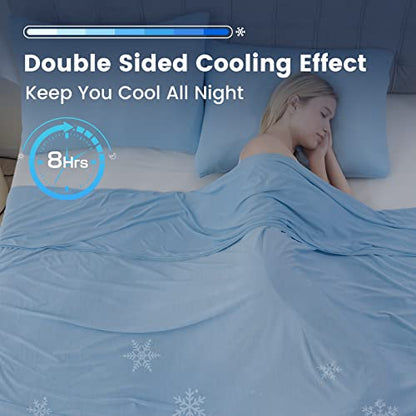 Syalife Cooling Blanket King Size for Hot Sleepers and Flashes, Ultra Thin Lightweight Summer Blankets with Q-Max 0.5 Arc-Chill Fiber, Double Sided (Blue, 108"x 90")
