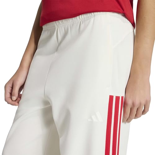 adidas Women's House of Tiro Wide Leg Pants, Off White/White/Team Collegiate Red, Small
