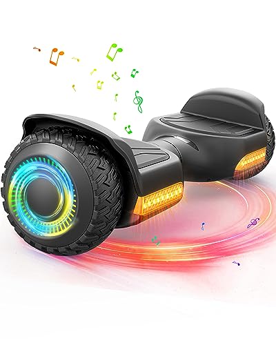 Gyroor G13 Hoverboard for Kids & Adults, All-Terrain Self Balancing Scooter | 250W dual motors, 7.75 MPH, climbs 15-degree slopes, 6.5-inch off-road tires, music player, LED lights, 176 lbs, ages 6-12
