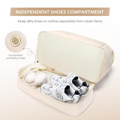 MDODO Travel Duffel Bag, Weekender Duffle Bag for Women, 3pcs, Apricot | Wet Pocket, Shoes Compartment, Carry on Overnight Bag, 43L,for travel gym sport labor delivery nurse business trip