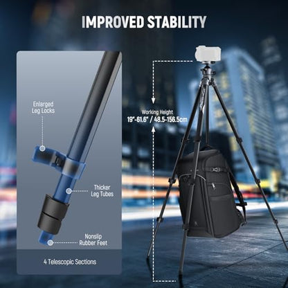 NEEWER LITETRIP LT07 61" Aluminum Travel Tripod for Camera