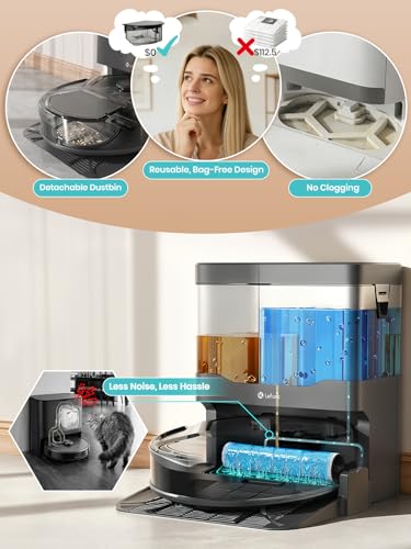 Lefant 2026 New Robot Vacuum and Mop, 20000Pa Strong Suction, Self-Cleaning Roller Mop with Auto Drying, LiDAR Navigation & Obstacle Avoidance, 5G WiFi, M210 PRO Omni, Gray