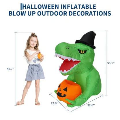 WildVenture 4.5FTLED Inflatable Halloween Decor-Dinosaur Trunk Decorations