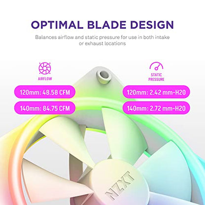 Nzxt 270651 Fan Rf-d14sf-w1 F140 RGB Duo 140mm Fdb 4-pin Pwm White Ratail