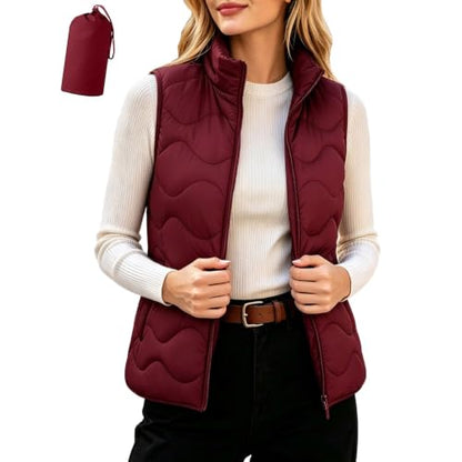 Womens Puffer Vest Lightweight Zip Up Sleeveless Winter Quilted Jackets