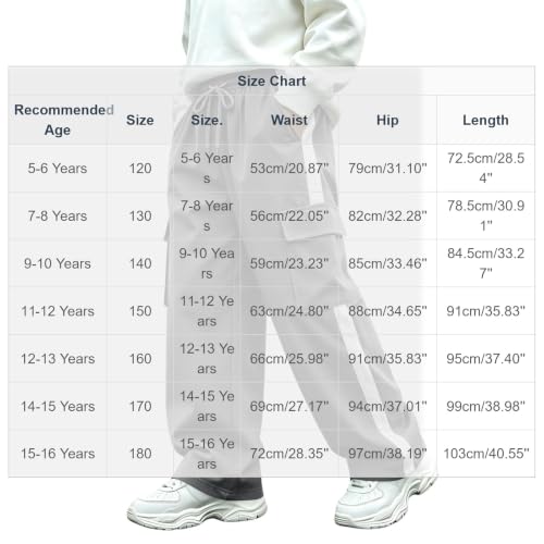 Boys Cargo Pants Elastic Waist Wide Leg Casual Pants with Pockets Gray
