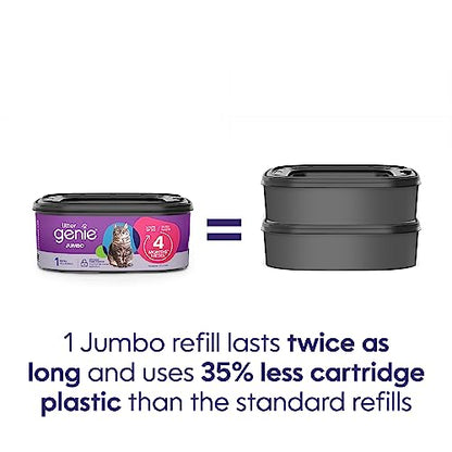 Litter Genie XL+ Pail with 24 ft Jumbo Refill, Ideal for Multi-Cat Homes | Large odour-locking pail, holds up to 21 days of cat litter, and includes a Jumbo Refill lasting up to 4 months for 1 cat.