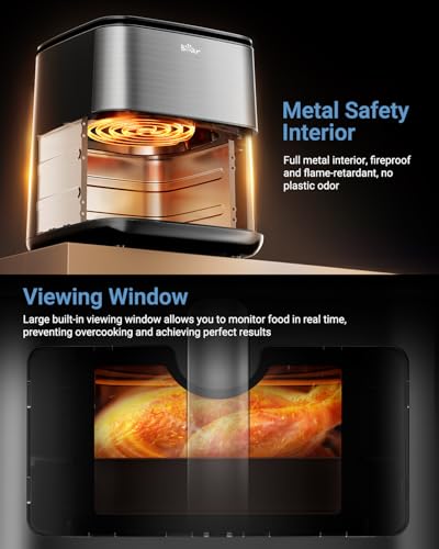 Bear 6.3QT Air Fryer, Smart Touchscreen, 4D Turbo Crisp & Steam Window