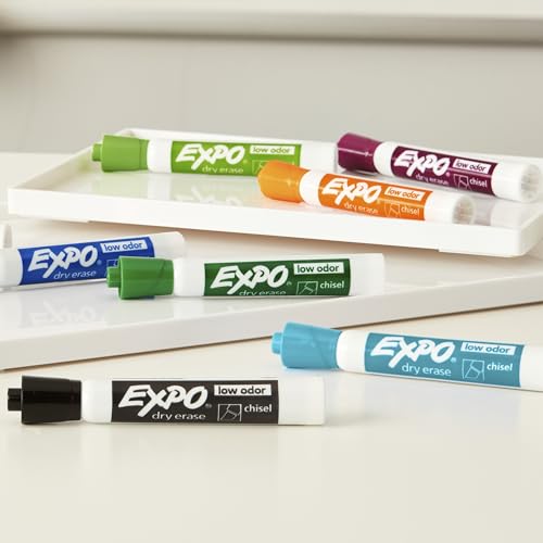 Expo Low Odor Dry Erase Markers, Chisel Tip, Black, 8 Count, 1980443
