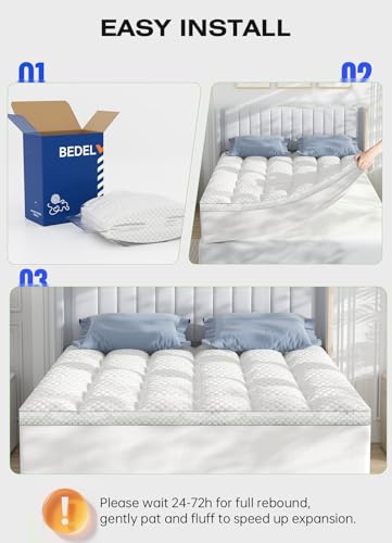 BEDELITE King Mattress Topper, Thick Pillow Top Mattress Pad Bed Cover