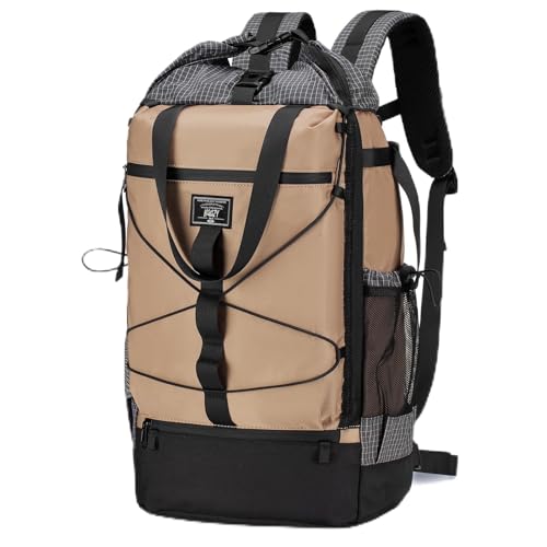 BAGZY 17x13x6 inch Personal Item Bag 40x30x15cm Under Seat Travel Backpack Rolltop Laptop Backpack Carry on Bag for Work,Travel,Weekend,Casual Caki