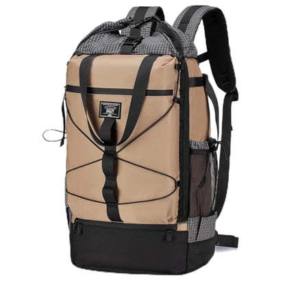 BAGZY 17x13x6 inch Personal Item Bag 40x30x15cm Under Seat Travel Backpack Rolltop Laptop Backpack Carry on Bag for Work,Travel,Weekend,Casual Caki