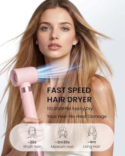 MESCOMB 6 IN 1 High Speed Hot Air Styler Hair Dryer Brush Kit, Soft Pink