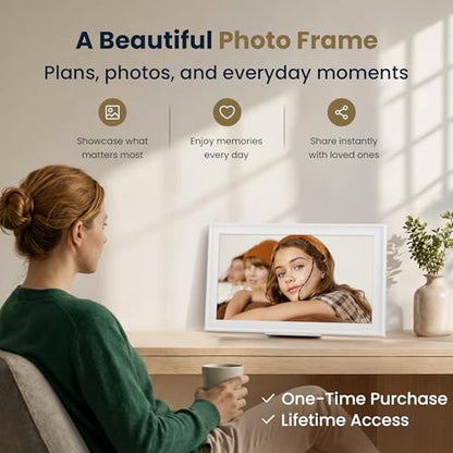 Winnovo 15.6-Inch Smart Digital Calendar & Photo Frame for Family, Wall Planner with Auto-Sync to Apple, Google & Outlook, Touchscreen Display with Chore Chart, To-Do Lists & Meal Planner, White Frame