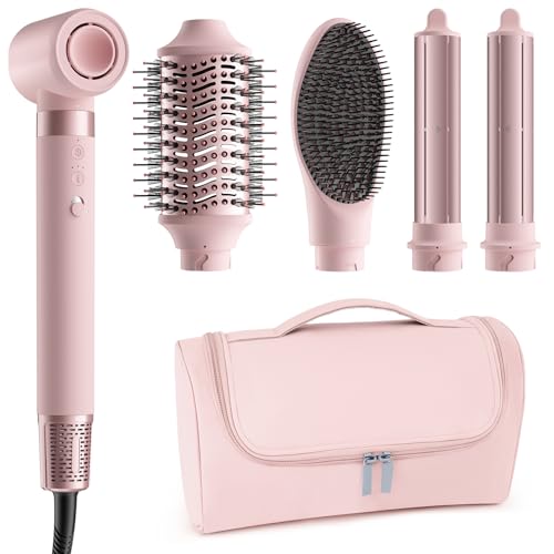 MESCOMB Hot Air Styler Hair Dryer Brush Kit, Peach Pink