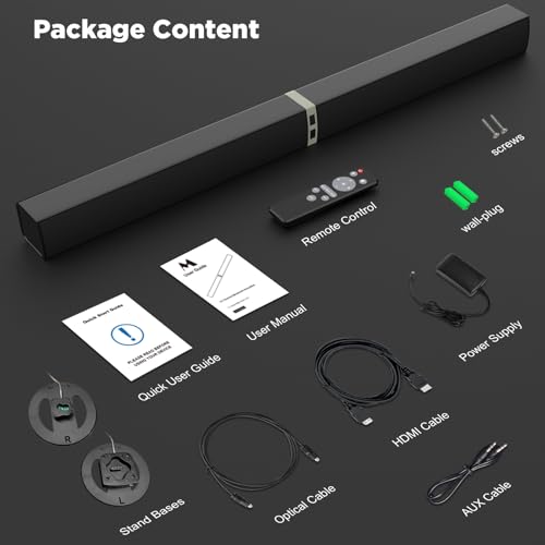 MZEIBO 80 W Detachable TV Sound Bar, Bluetooth 5.3 Home Theater Speaker, ARC/Optical/AUX Supported, 2-in-1 Split Surround Speaker for TV, Movies, Gaming & Music