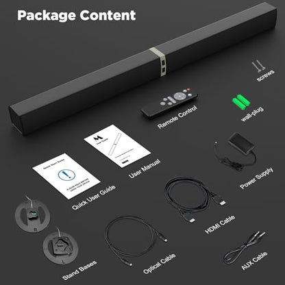MZEIBO 80 W Detachable TV Sound Bar, Bluetooth 5.3 Home Theater Speaker, ARC/Optical/AUX Supported, 2-in-1 Split Surround Speaker for TV, Movies, Gaming & Music