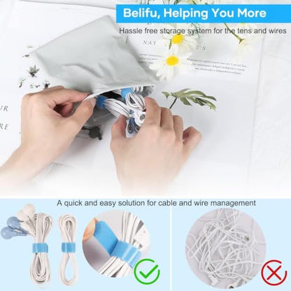 Belifu Dual Channel TENS EMS Unit with 12 Pads, 24 Modes Muscle Stimulator, Electronic Pulse Massager Muscle Massager for Pain Relief Therapy, Fastening Cable Ties, Dust-Proof Drawstring Storage Bag