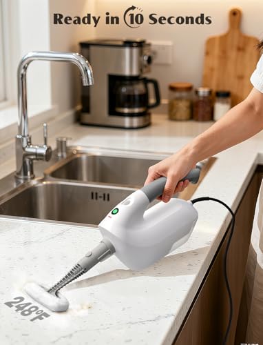 10-in-1 Steam Mop with Detachable Handheld Steamer, Multi & Up Steamer