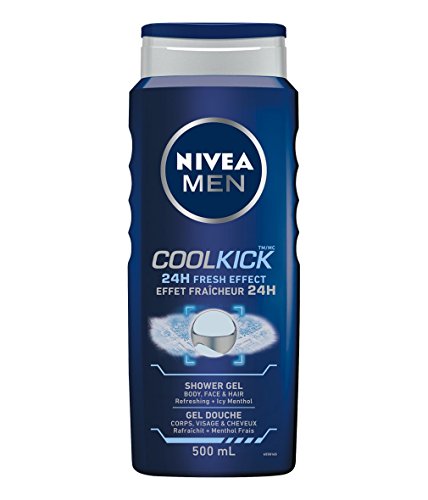 NIVEA MEN Cool Kick Gel Douche 3-en-1, Corps Visage Cheveux, Menthol Glacé, 500ml