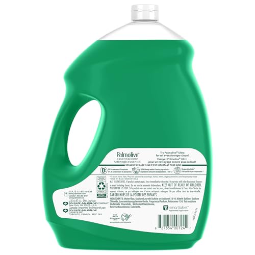 Palmolive Essential Clean Dish Soap, Original Scent 4.27 L - Biodegradable, Phosphate & Paraben Free Liquid Dish Soap - Removes Grease & Grimes from Dishes