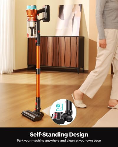 LPXC Cordless Vacuum Cleaner, 550W 50KPA 50Mins Vacuum Cleaners for Home | Powerful Suction, Self-Standing, Anti-Tangle Brush, Lightweight Cordless Stick Vacuum for Home, Hard Floors, Pet Hair, Carpet