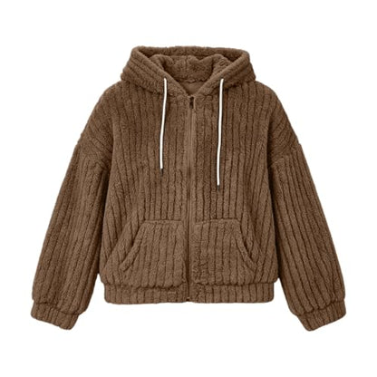 Generic Fleece Zip Up Hoodie for Women Lightweight Sherpa Hooded Jacket