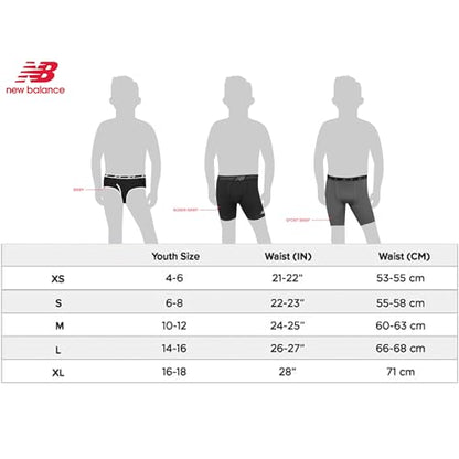 New Balance Boys' 3.5" Underwear, Performance Boxer Briefs (4 Pack), Magnet Print/Team Red/Black/Team Red Print, X-Large