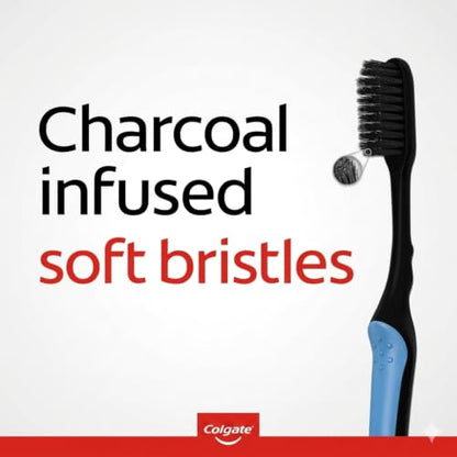 Colgate Slimsoft Charcoal Floss -Tip Toothbrush, Soft, 4 Count