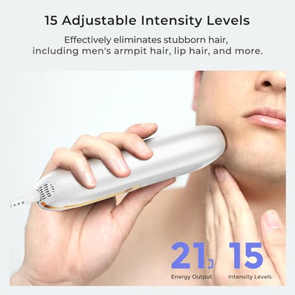IPL Hair Removal Device for Women, Sapphire Ice Cooling 3.0, 21J Energy | Painless and Effective, 3 Modes, Alternative to Salon Laser Hair Removal at Home for Face Bikini Armpits Legs (White)