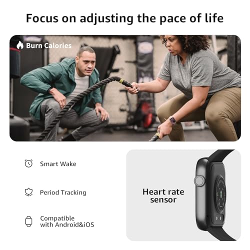 Smart Watch for Men Women, Bluetooth Calling, 1.85" HD Touch Screen Fitness Tracker, 140+ Sports Modes, Heart Rate Sleep Monitor, DIY Dial, IP68 Waterproof, Compatible with Android & iOS(Black)