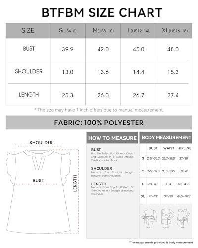 BTFBM Womens Tops V Neck Ruffle Cap Sleeve Loose Solid Blouses,R,S Red