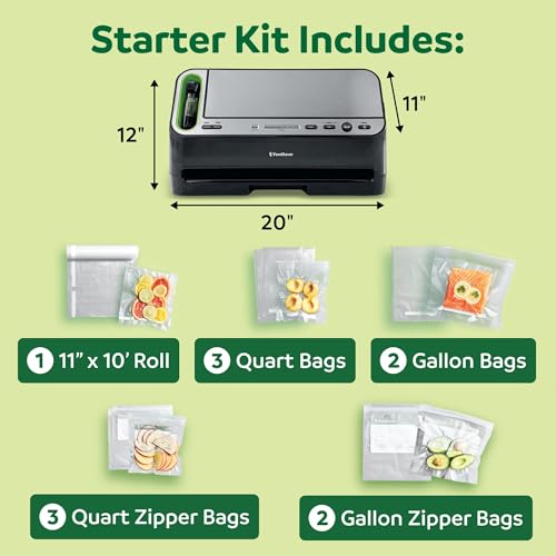 FoodSaver V4400 2-in-1 Vacuum Sealer Machine with Automatic Vacuum Sealer Bag Detection and Starter Kit, Safety Certified, Black and Silver
