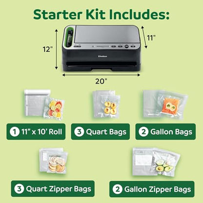 FoodSaver V4400 2-in-1 Vacuum Sealer Machine with Automatic Vacuum Sealer Bag Detection and Starter Kit, Safety Certified, Black and Silver