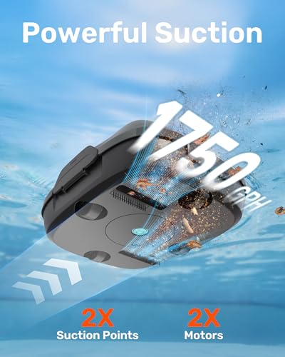 Gosvor Cordless Pool Vacuum Robot, Pool Cleaner Lasts 90 Mins, Self-Parking, Upgraded Dual Motors, Portable, for Flat-Bottom Above-Ground & In-Ground Pools, Orange