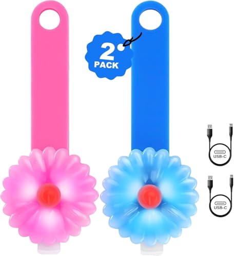 AHJ Dog Collar Light, 2 Pack Dog Safety Lights for Night Walking, USB-C Rechargeable Light Clip-On LED for Kids' Backpacks, Dogs, Runners, Joggers, Cyclists, Camping & Hiking (Pink and Blue)