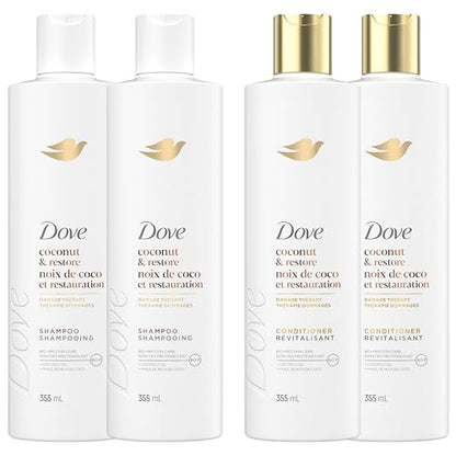 Dove Coconut Restore Damage Therapy Shampoo & Conditioner, 355 mL, 4 Pack